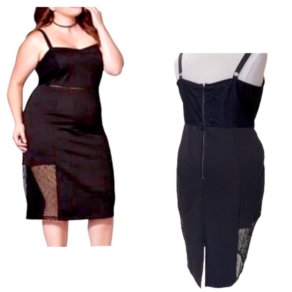 mblm Midi Fitted Cocktail Dress Lace Cutouts sz 2X